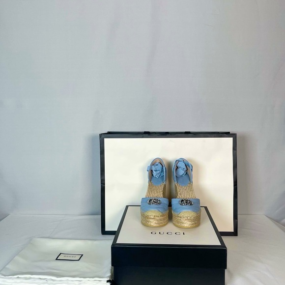 GUCCI LEATHER PLATFORM ESPADRILLE -BLUE - Picture 5 of 5